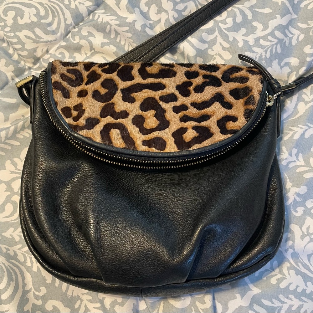 Margot Leopard Print and Black Leather Women's Bag crossbody purse